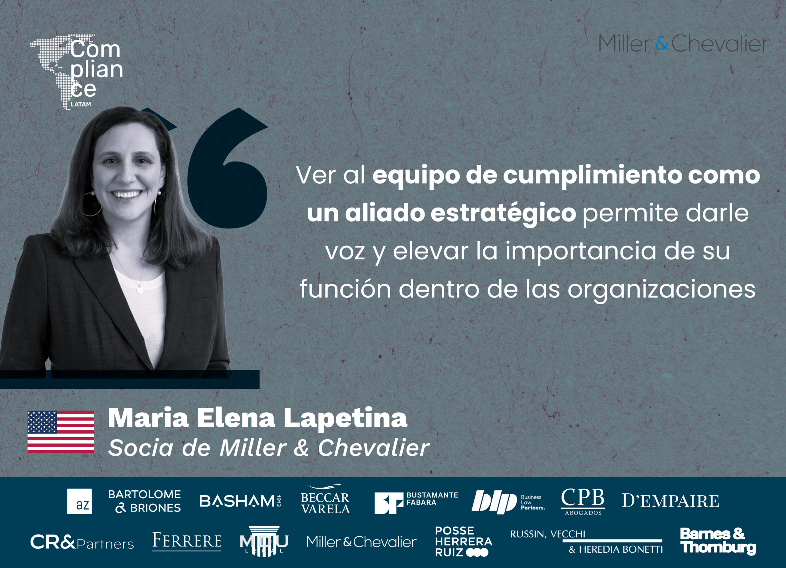 Compliance, investigaciones y nuevos riesgos, una conversación con Maria Elena Lapetina de Miller & Chevalier